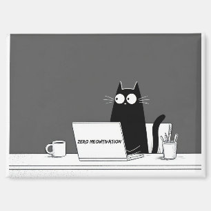 Imán Gato con Cero Motivación – Divertido Dibujo Animad