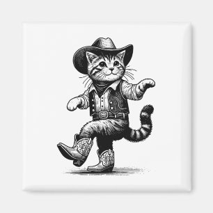 Imán Gato Con Gorra De Vaquero Y Boots Cowgirl Western