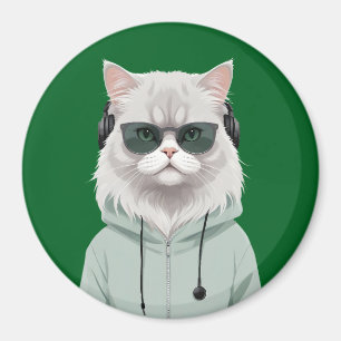 Imán Gato con Hoodie Gracioso arte de caracter animal e