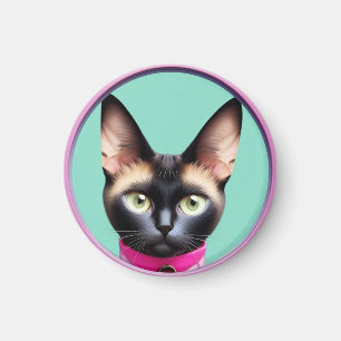 Imán Gato con ojos llamativos junto a un espejo circula