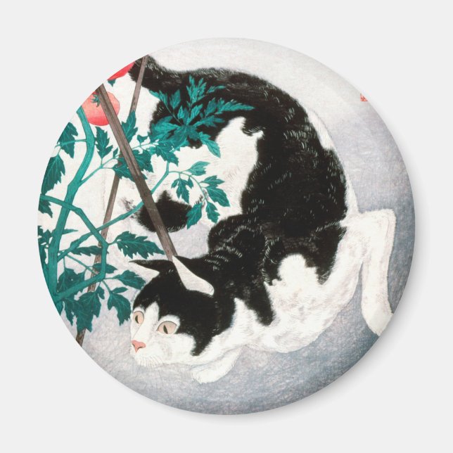 Imán Gato con planta de tomate (1931) de Hiroaki Takaha (Frente)