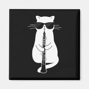 Imán Gato Con Sombrillas Jugando A Oboe