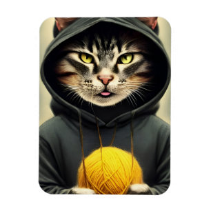 Imán Gato Con Una Bola De Yarn