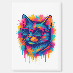 Imán Gato Cool del Pop-Art con Gafas de Sol