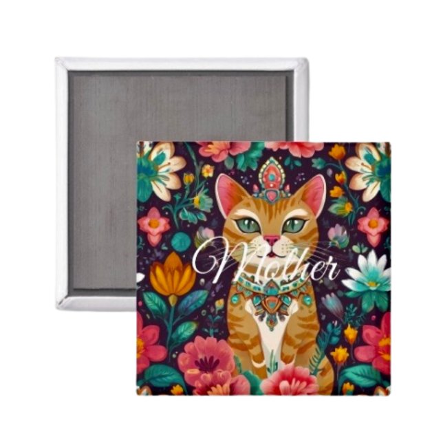 Imán Gato Coronado Joyado  (Dimensions: 2"l x 2"w  100% recycled paper UV-resistant mylar Available in round shape. 
)