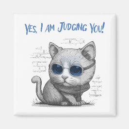 Imán Gato Crítico Juzgándote Texto Azul