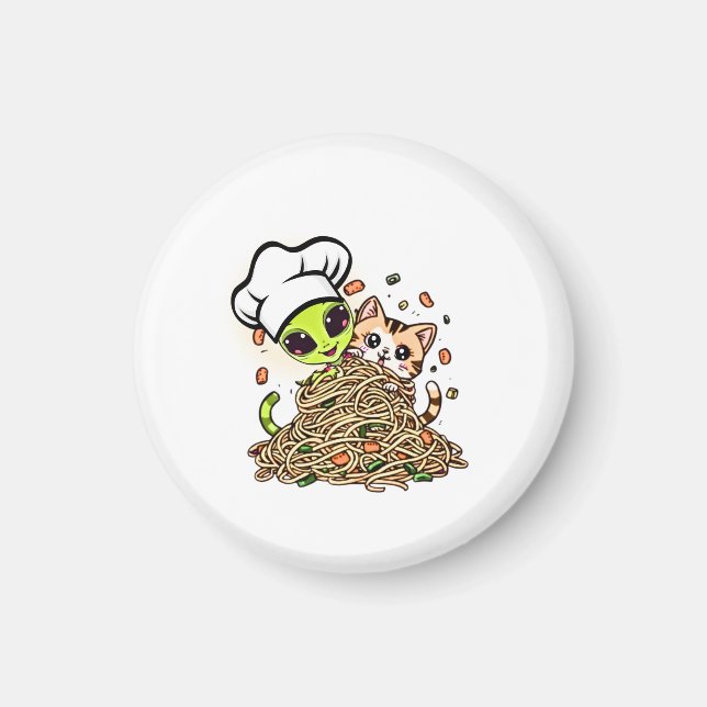 Imán Gato Cute Chef Alienito  (Frente)