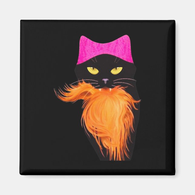 Imán Gato Dama Contra Naranja Felon 2024 Halloween Tee (Frente)
