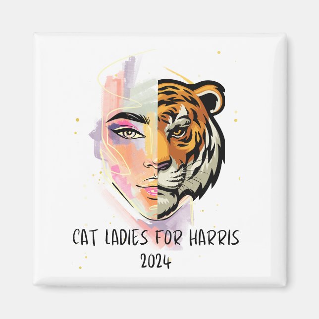 Imán Gato Damas para Harris 2024 (Frente)