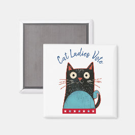 Imán Gato Damas Votan Guión Feminista Rústico Gracioso