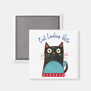 Imán Gato Damas Votan Guión Feminista Rústico Gracioso