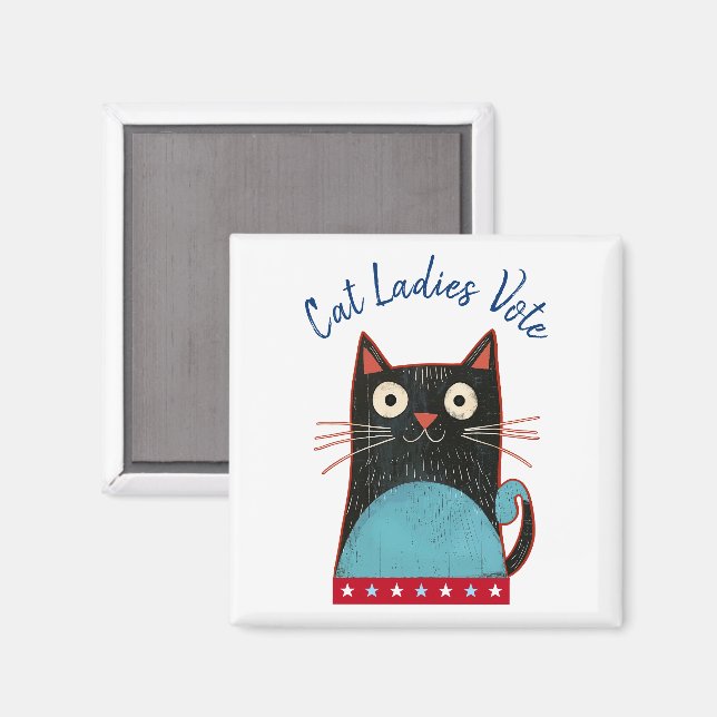 Imán Gato Damas Votan Guión Feminista Rústico Gracioso (Anverso/Reverso)