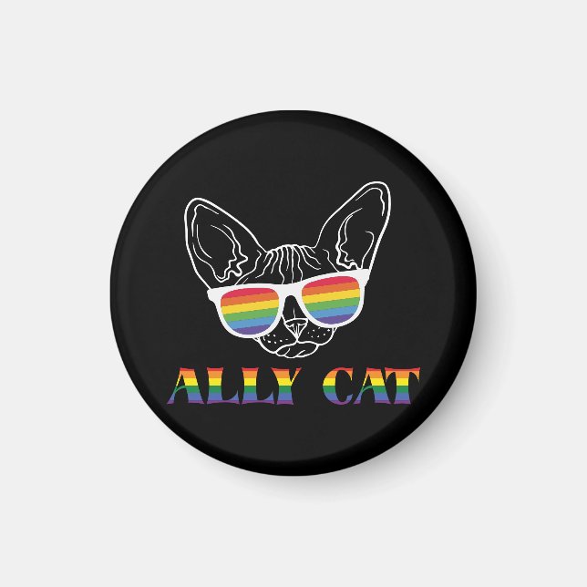 Imán Gato de Ally - Gato del orgullo dulce con gafas de (Frente)