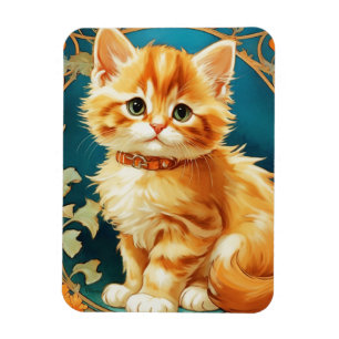 Imán Gato de Alphonse Mucha Art Nouveau