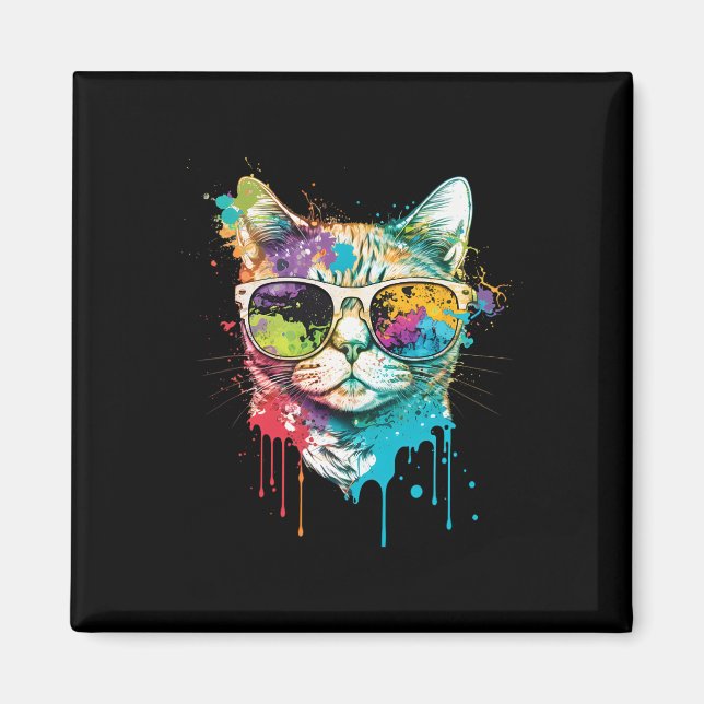 Imán Gato de arte pop con estilo de gato (Frente)