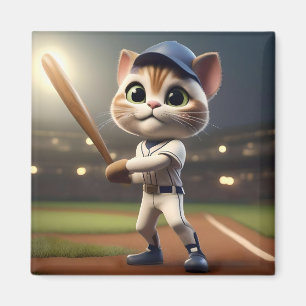 Imán Gato de béisbol gracioso,