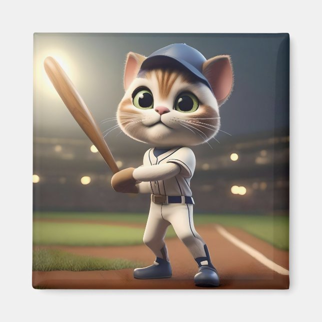 Imán Gato de béisbol gracioso, (Frente)