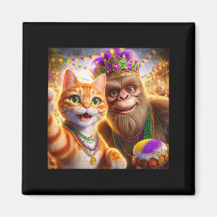 Imán Gato de Bigfoot de selfie divertida de Mardi Gras