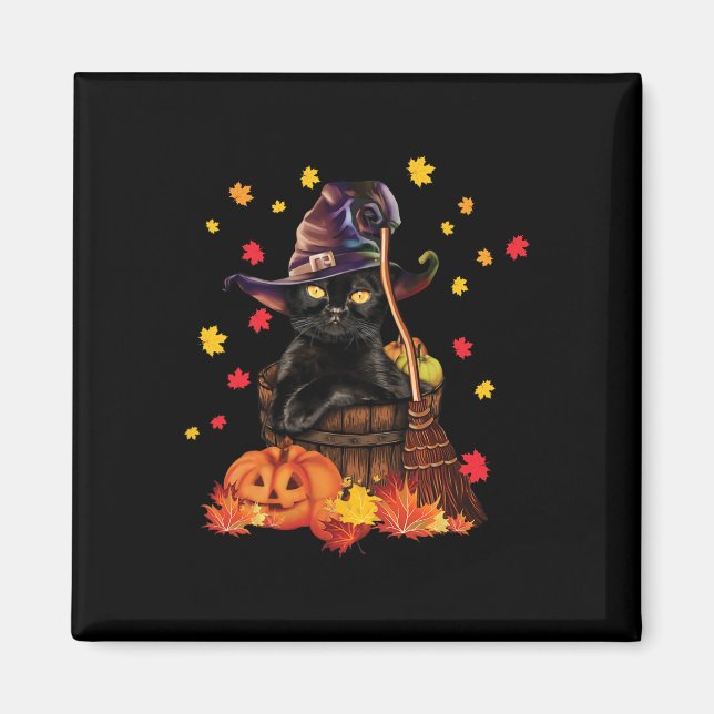 Imán Gato de bruja Calabaza Cae Gato divertido Perro Ga (Frente)
