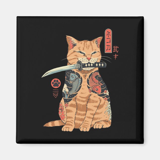 Imán Gato de Catana, un gato bonito de inspiración japo (Frente)