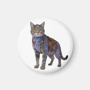 Imán Gato de Circuito Cyberpunk - Bestia Tecnológica de