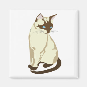 IMÁN GATO DE COLOR BEIGE Y MARRÓN CON OJOS AZULES