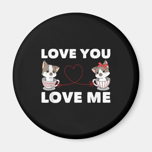 Imán Gato de corazón lindo amor Romántico Pareja Kitten (Frente)