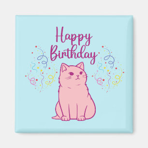 Imán Gato de cumpleaños feliz