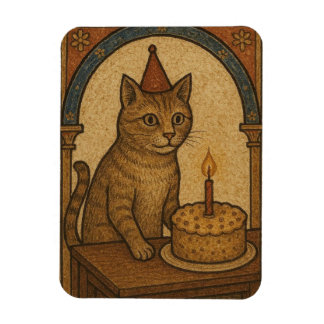 Imán Gato de cumpleaños medieval