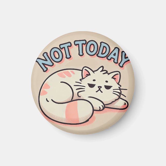Imán Gato de Dibujos Animados Perezoso  (Frente)