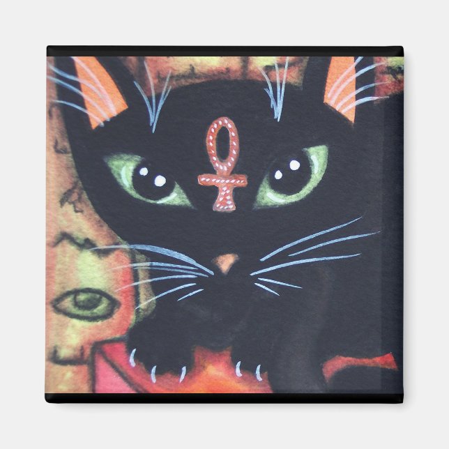 Imán Gato de Egipto con Ankh (Frente)
