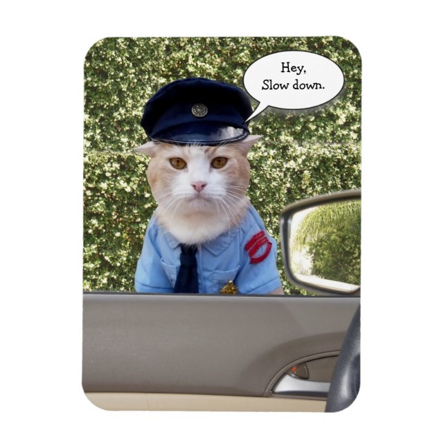 Imán Gato de Funny Officer personalizable (Vertical)