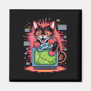 Imán Gato de furia pixelada jugador retro fallo en esti
