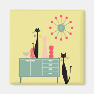 Imán Gato de Guay MCM moderno de la era atómica de medi