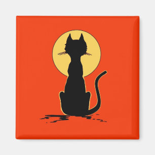 Imán Gato de Halloween con el ~ de la luna