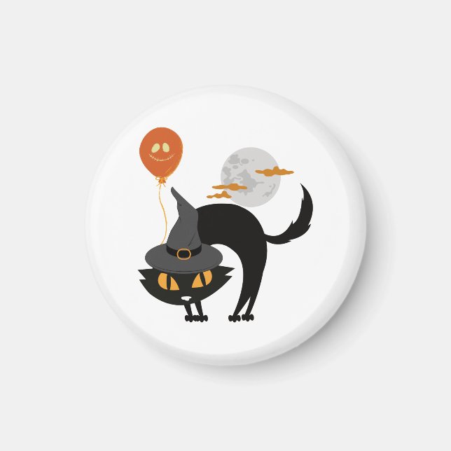 Imán Gato de Halloween espumoso (Frente)