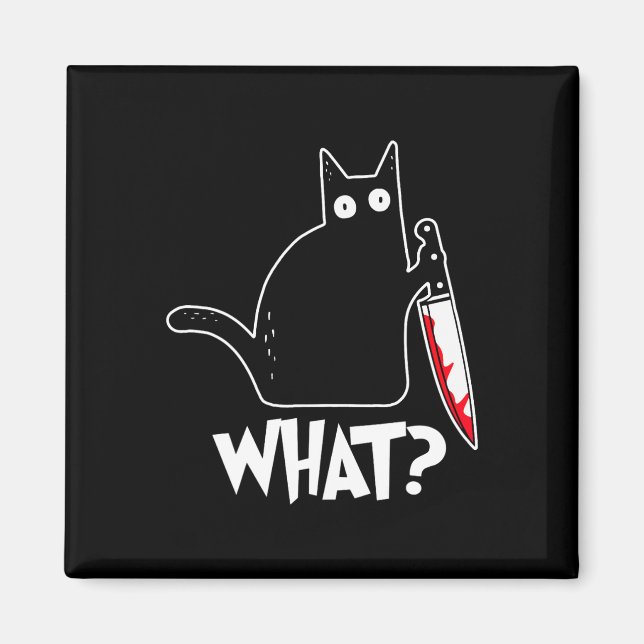 Imán Gato de Halloween qué disfraz de Halloween (Frente)