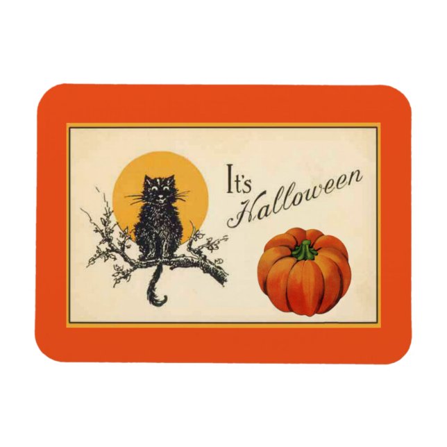 Imán Gato de Halloween vintage (Horizontal)