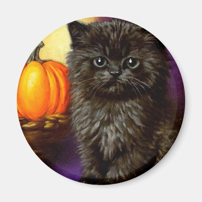 Imán Gato de Halloween Vintage (Frente)