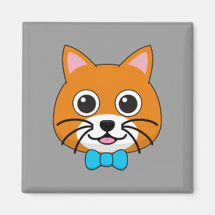 Imán Gato de jengibre feliz lindo con papillón