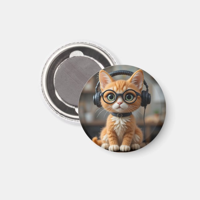 Imán Gato de jengibre juguetón (Anverso/Reverso)