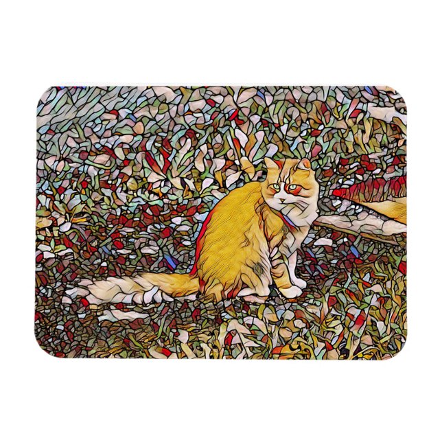 Imán Gato de jengibre para dar un paseo (Horizontal)
