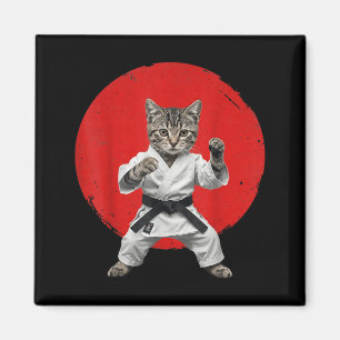 Imán Gato de Karate Cinturón Negro Divertido Artes Marc