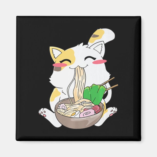 Imán Gato de Kawaii Ramen Anime Chica de regalo de comi (Frente)