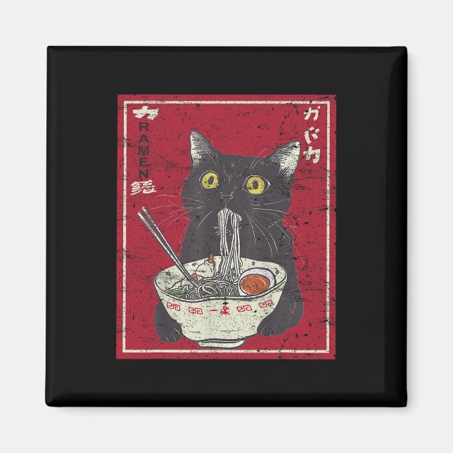 Imán Gato de Kawaii Ramen Comida japonesa Divertida Chi (Frente)
