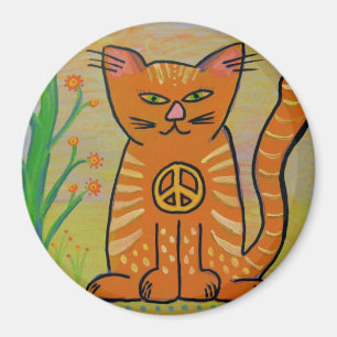 Imán Gato de la paz con las flores