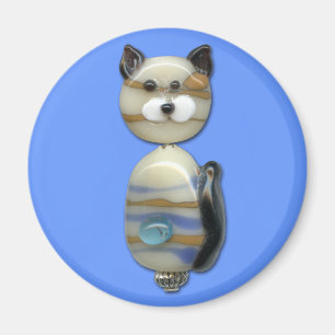 Imán Gato de la perla de vidrio azul marrón