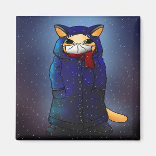 Imán Gato de máscara de la cara de la lluvia nocturna