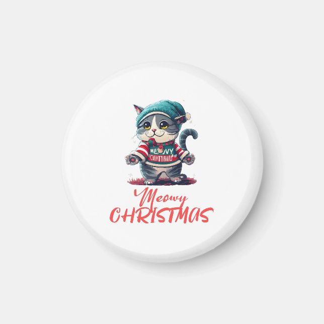 Imán Gato de Navidad  (Frente)