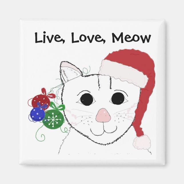 Imán Gato de Navidad Adorable con Frase (Frente)